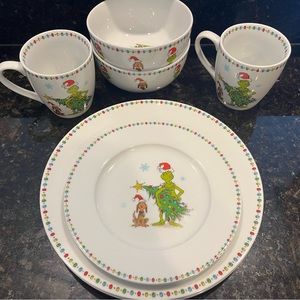 Grinch Christmas dinnerware plates bowls cups mugs